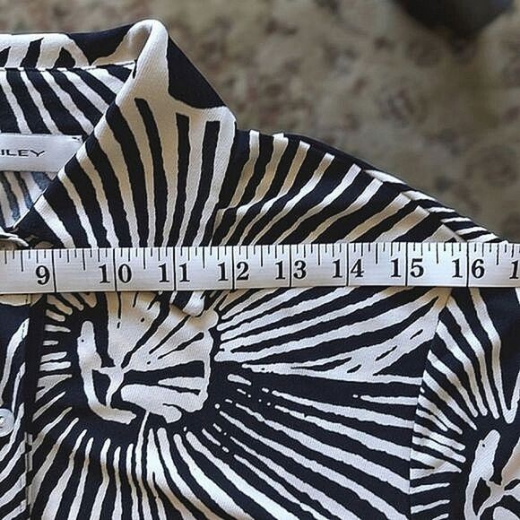 Vtg monochromatic tropical print long sleeve button up blouse - Picture 10 of 14